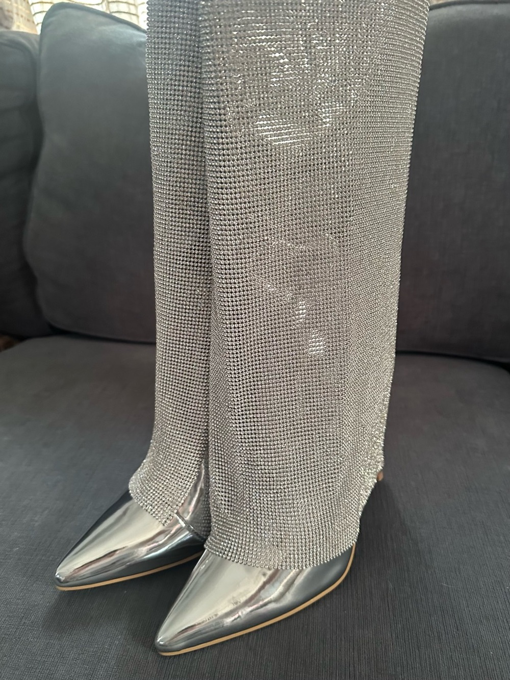 Cape Robbin Shiny Silver Pointed-Toe Stiletto Heels - Picture 9 of 10